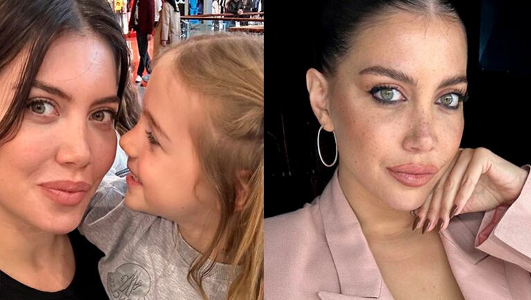 Wanda Nara se conmovió al ver a su hija Isabella usando una carterita animal print para salir a pasear.
