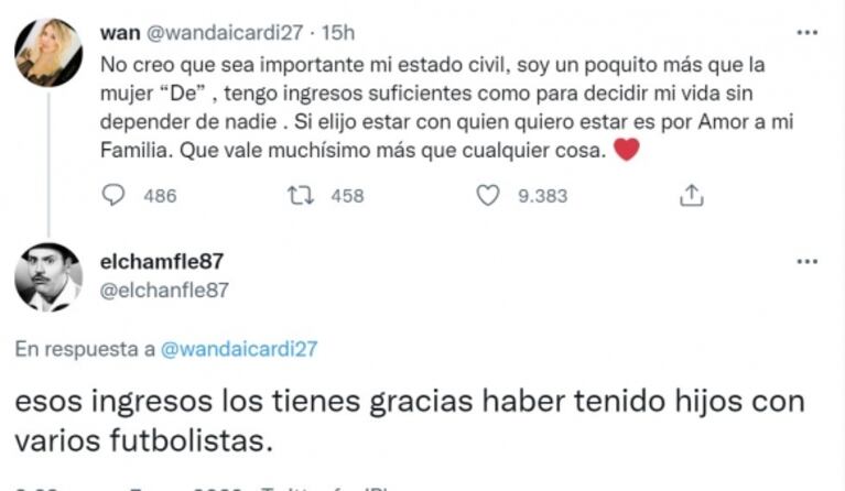 Wanda Nara se cruzó con un seguidor que la acusó de haberse casado por dinero