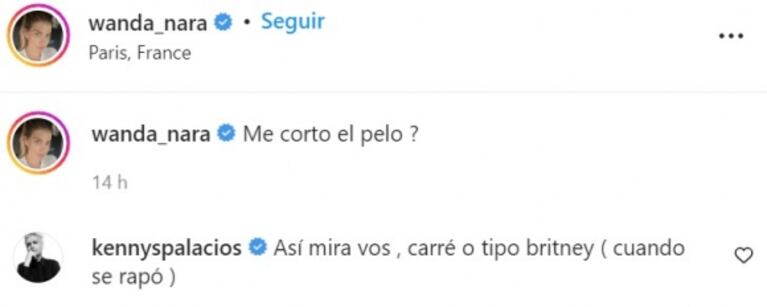 Wanda Nara se mostró con el cabello corto: "Como Britney Spears cuando se rapó"