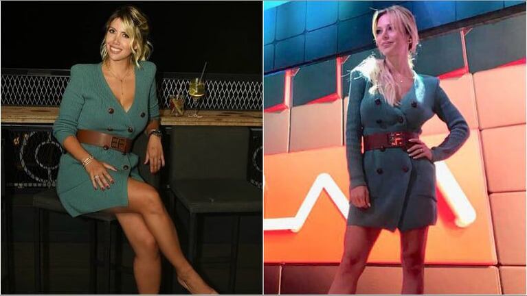 Wanda Nara se mostró con el mismo vestido que usó Evangelina Anderson en TV: ¿casualidad o le copió en look?
