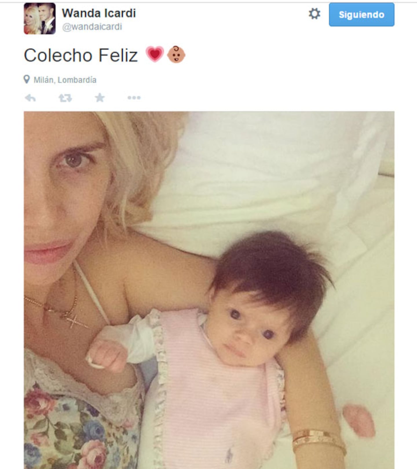 Wanda Nara se suma al método de crianza con apego (Foto: Twitter). 