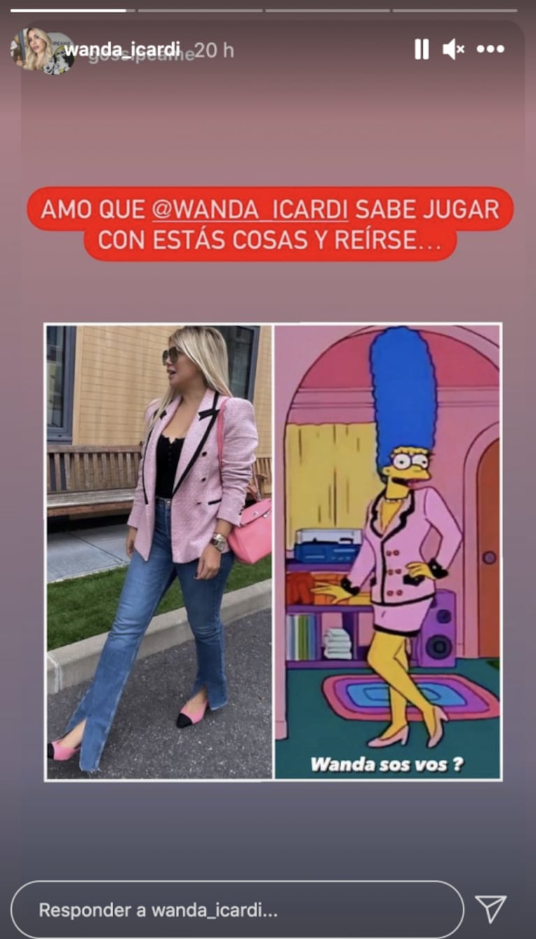 Wanda Nara se vistió como Marge Simpson y se rió con un meme que le dedicaron en las redes sociales