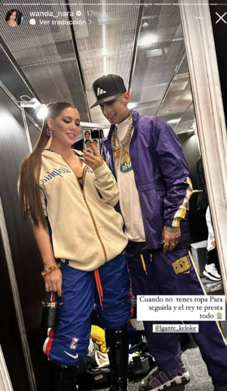 Wanda Nara se vistió con las prendas de L-Gante para salir juntos de fiesta: "El rey te presta"