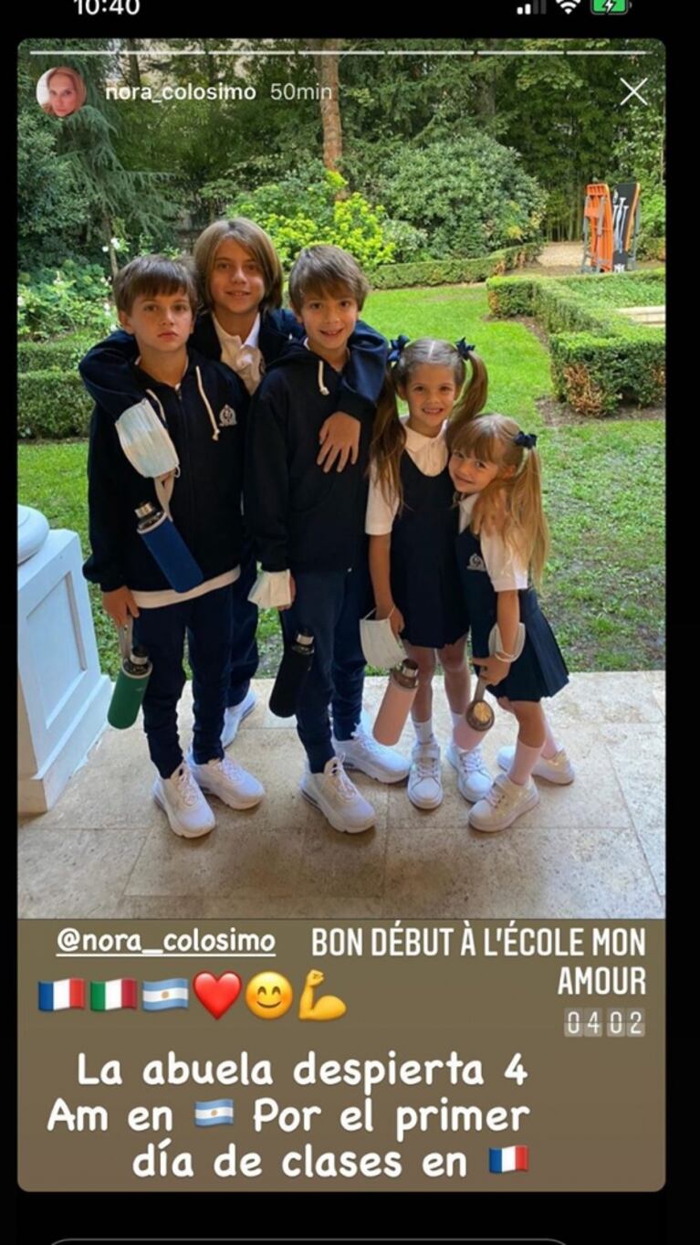 Wanda Nara, sensible con el primer día de clases de sus hijos en Francia: "Me quedo con la preocupación de cada uno por la adaptación del otro"