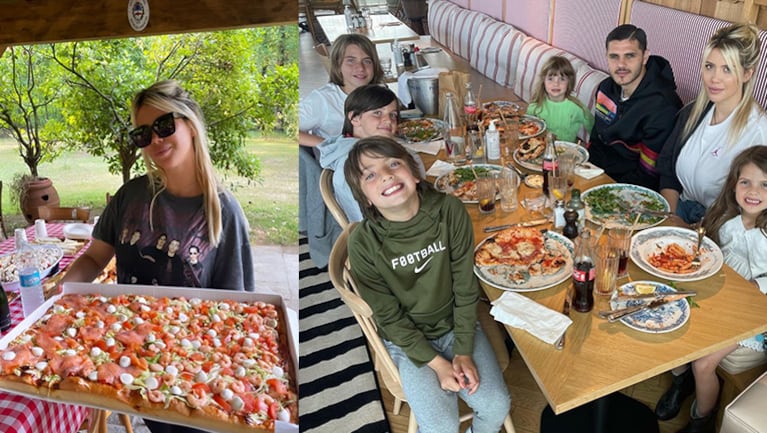Wanda Nara sorprendió a sus hijos con una pizza XXL.