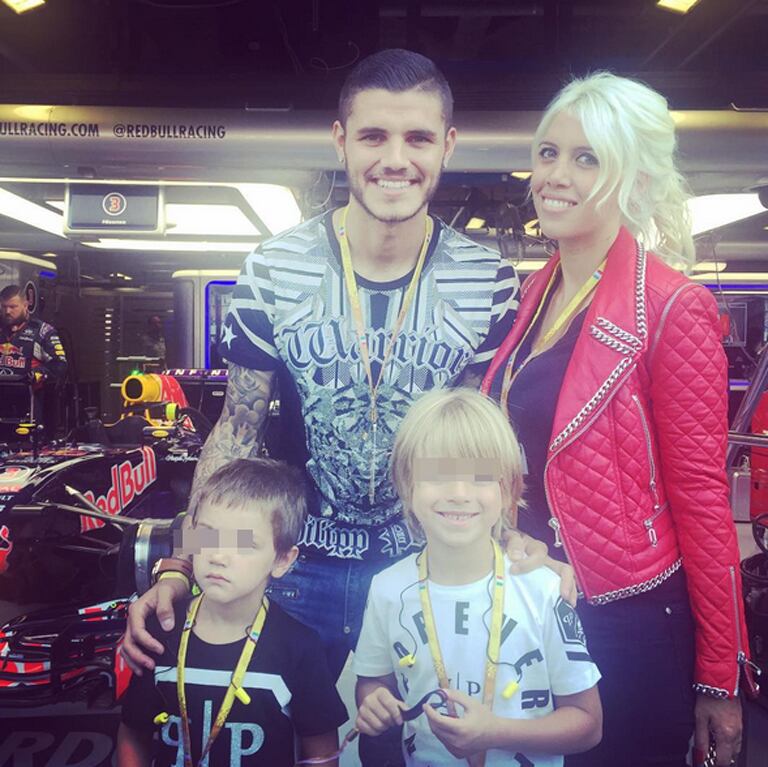 Wanda Nara, sus hijos mayores y Mauro Icardi en la F1. (Fotos: Instagram)