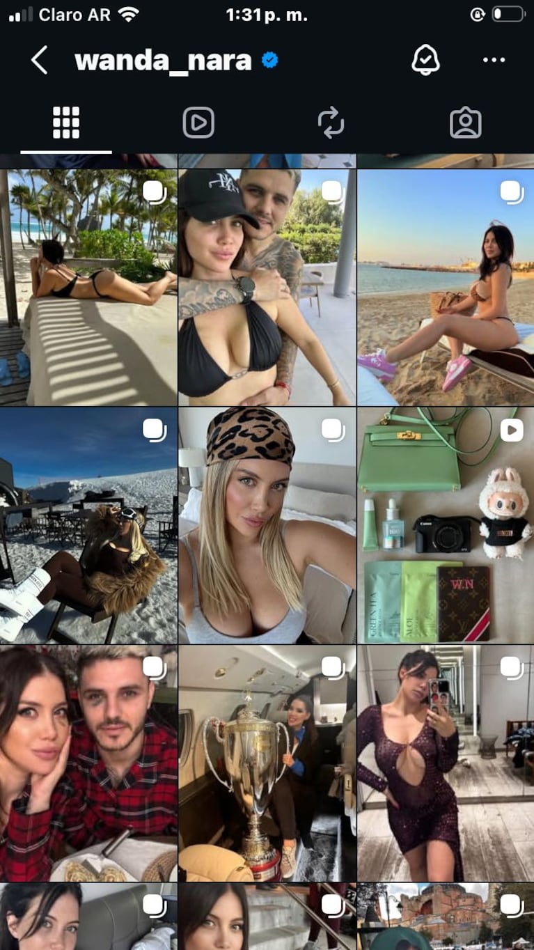 Wanda Nara también desarchivó fotos con Mauro Icardi de su cuenta de Instagram (Foto: captura de @wanda_nara).