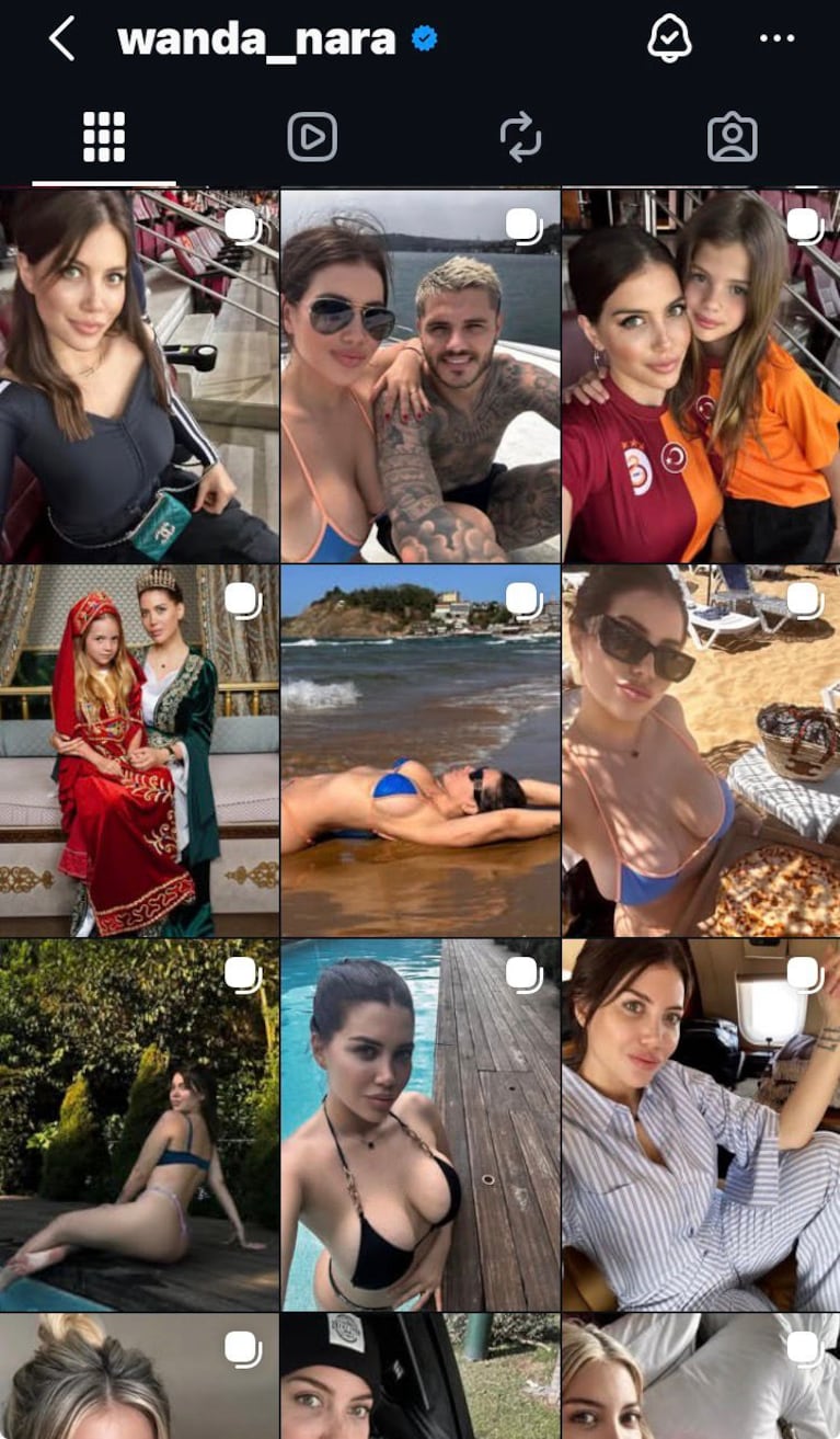 Wanda Nara también desarchivó fotos con Mauro Icardi de su cuenta de Instagram (Foto: captura de @wanda_nara).
