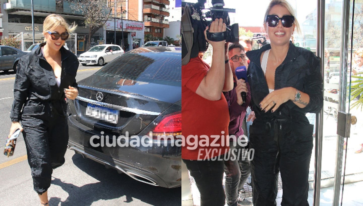 Wanda Nara usó un auto de L-Gante para ir a la entrevista con Grego Rosello y Belu Lucius. Foto: Movilpress