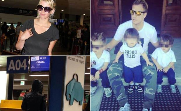Wanda Nara viajó a Catania para reencontrarse con sus hijos. (Fotos: archivo Web y Twitter)