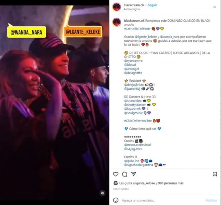 Wanda Nara volvió a encender la noche porteña junto a L-Gante: "Así terminó todo"