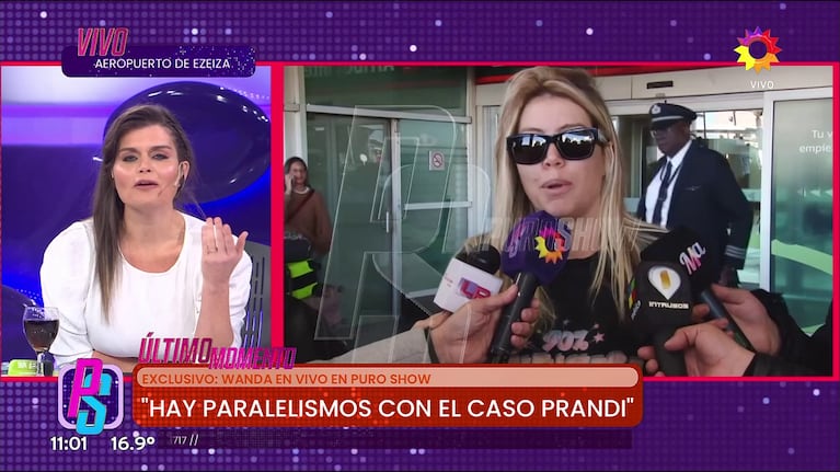 Wanda Nara y Angie Balbiani se cruzaron en pleno vivo (Foto: captura de eltrece).