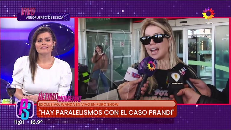 Wanda Nara y Angie Balbiani se cruzaron en pleno vivo (Foto: captura de eltrece).
