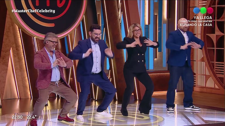 Wanda Nara y el jurado de Masterchef Celebrity despidieron a Marixa Balli con un baile de 'la Cachaca' (Foto: captura de Telefé).