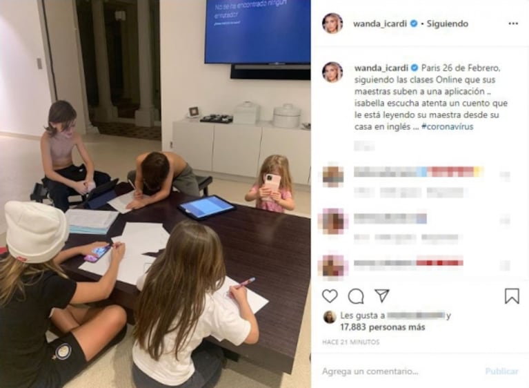 Wanda Nara y el nuevo método de enseñanza para sus hijos tras suspenderse las clases por el Coronavirus