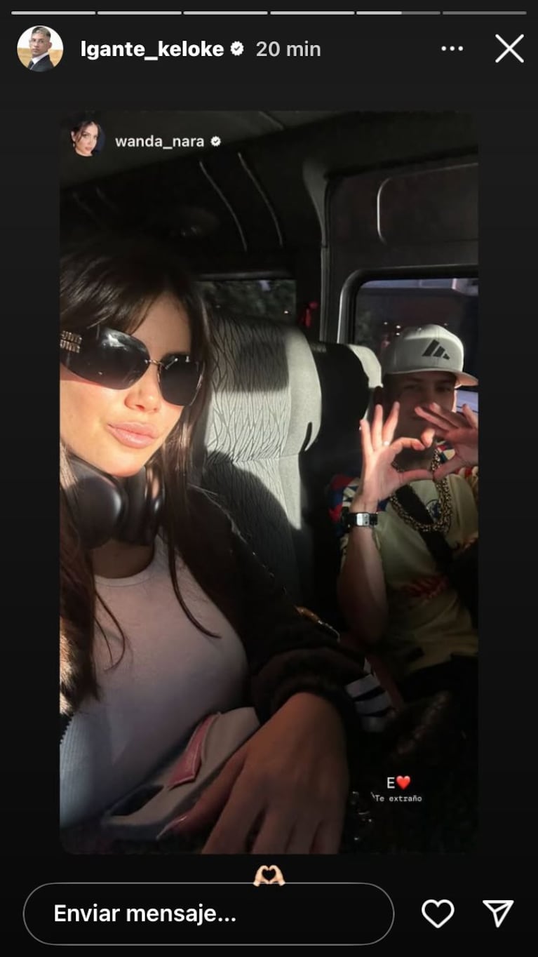 Wanda Nara y L-Gante (Foto: captura de Instagram).
