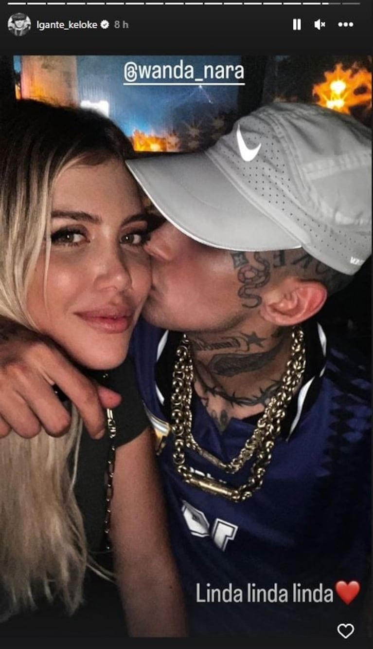 Wanda Nara y L-Gante se mostraron a los besos en un boliche