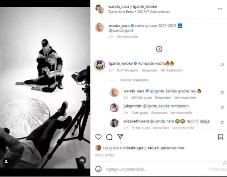 Wanda Nara y L-Gante se mostraron posando muy cerca en medio de los rumores de romance: "Gracias rey"