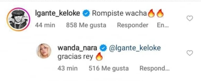 Wanda Nara y L-Gante se mostraron posando muy cerca en medio de los rumores de romance: "Gracias rey"