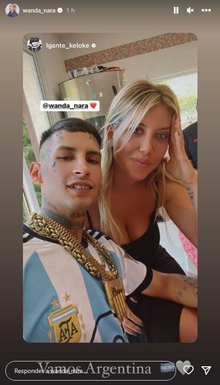 Wanda Nara y L-Gante vieron juntos Argentina vs. Croacia tras las primeras imágenes a los besos