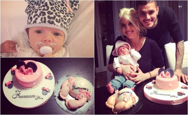 Wanda Nara y Mauro Icardi celebraron el primer mes de Francesca. (Foto: Instagram)