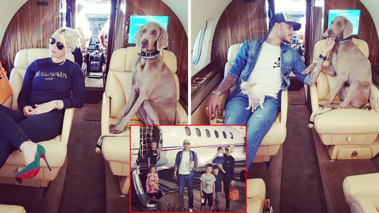 Wanda Nara y Mauro Icardi junto a Coco, el enorme perro que tienen de mascota.