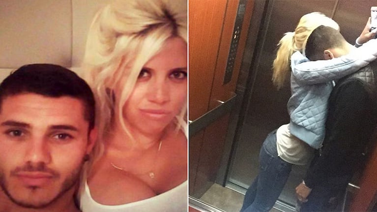 Wanda Nara y Mauro Icardi, sensuales en el ascensor. Fotos: Instagram.