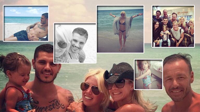 Wanda Nara y Mauro Icardi viajaron a Miami con su hija y amigos. Fotos: Instagram.