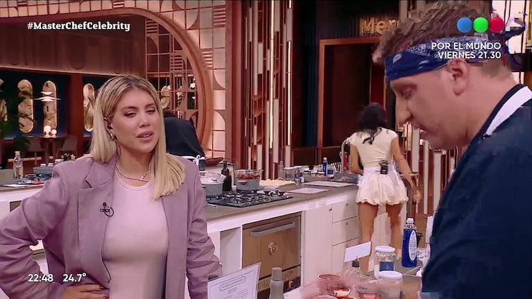 Wanda Nara y Maxi López en Masterchef (Foto: captura de eltrece).