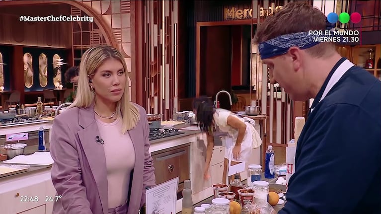 Wanda Nara y Maxi López en Masterchef (Foto: captura de Telefé).