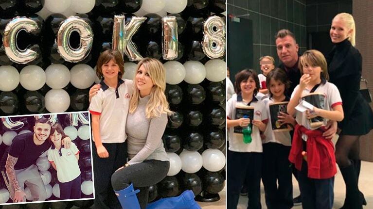 Wanda Nara y Maxi López, juntos en el cumpleaños de su hijo Constantino