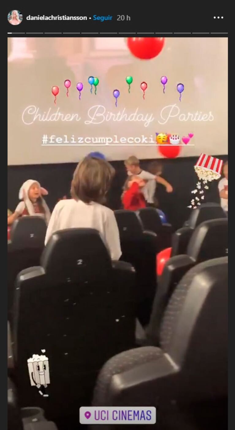 Wanda Nara y Maxi López, reunidos en el cumpleaños de su hijo Constantino: las fotos del festejo en un cine