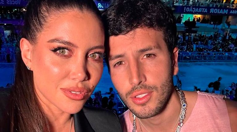 Wanda Nara y Sebastián Yatra en el carnaval de Brasil, 2023.