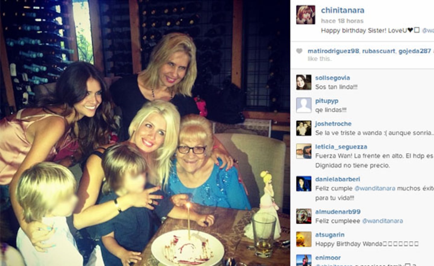 Wanda Nara y su familia festejando el cumpleaños (Foto: Instagram). 