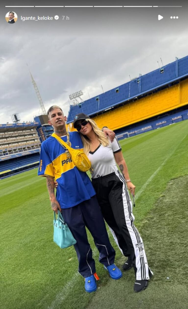Wanda Narqa y L-Gante visitaron La Bombonera. (Captura: Instagram/@lgante_keloke)