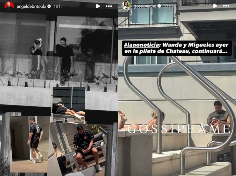 Wanda y Migueles, juntos. Las fotos que postearon Ángel de Brito y Pochi de Gossipeame. Captura: TN Show