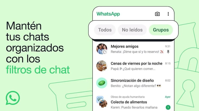 WhatsApp suma filtros en los chats: cuáles son y para qué servirán
