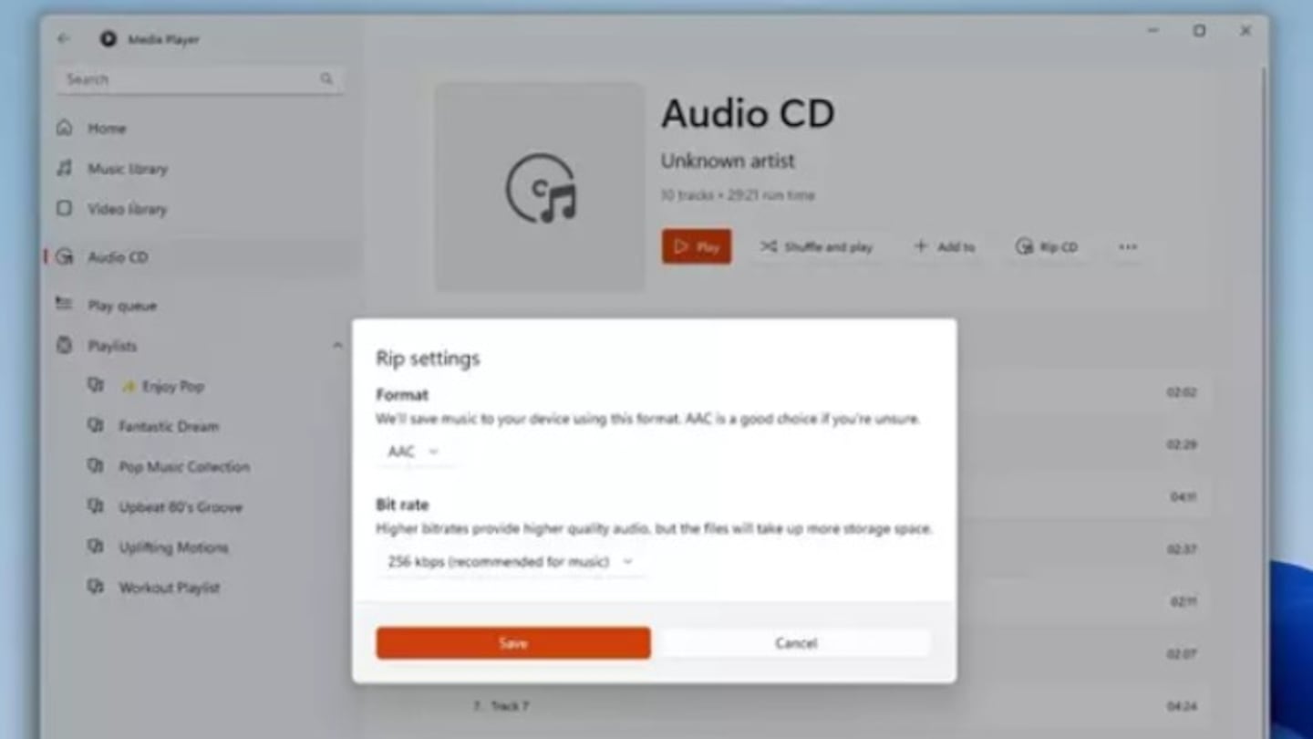 Windows 11 actualiza su reproductor multimedia con el proceso de copia de CD