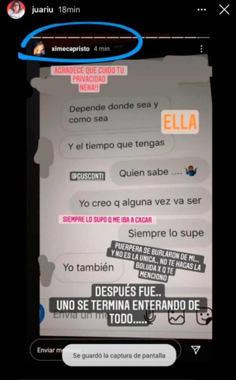 Ximena Capristo filtró escandalosos chats privados de Gustavo Conti ¿con otras mujeres?: "¡Años que me callo!"