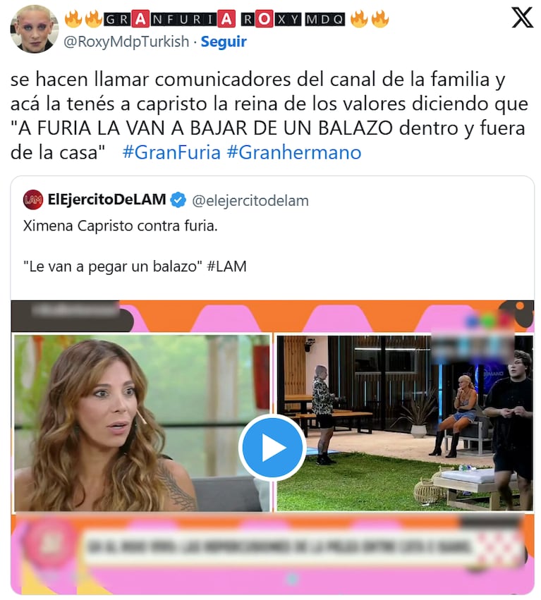 Ximena Capristo hizo un fuerte comentario sobre Furia de Gran Hermano y la fulminaron en redes: “Sos violenta”