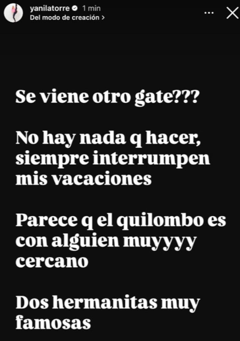 Yanina Latorre anticipó un nuevo escándalo (captura de Instagram)