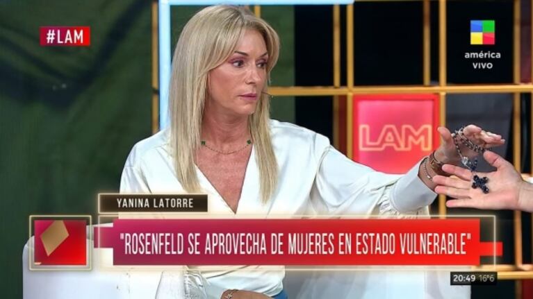 Yanina Latorre apareció en LAM con un rosario que le regaló una seguidora: "Me da un poco de miedito la mala vibra"