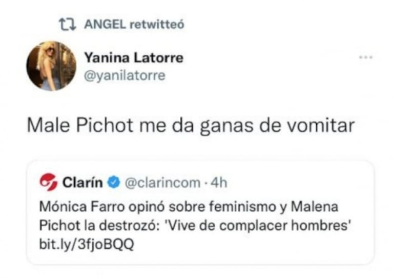 Yanina Latorre cruzó con todo a Malena Pichot por criticar a Mónica Farro: "Inútil y feminista selectiva"