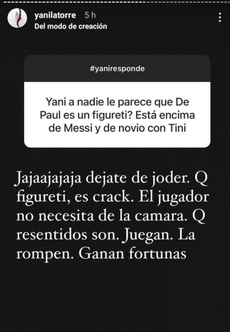 Yanina Latorre defendió a Rodrigo de Paul de las acusaciones de "cholulo" por su romance con Tini Stoessel