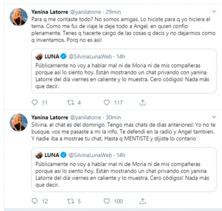 Yanina Latorre, filosa contra Silvina Luna tras su pelea con Ángel de Brito: "Hacete cargo de lo que decís"