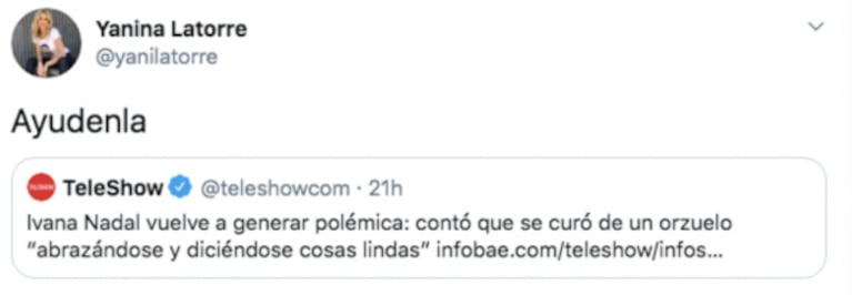 Yanina Latorre fulminó a Ivana Nadal por su nuevo y polémico video: "¿Qué le pasa a esta chica? Ayúdenla"