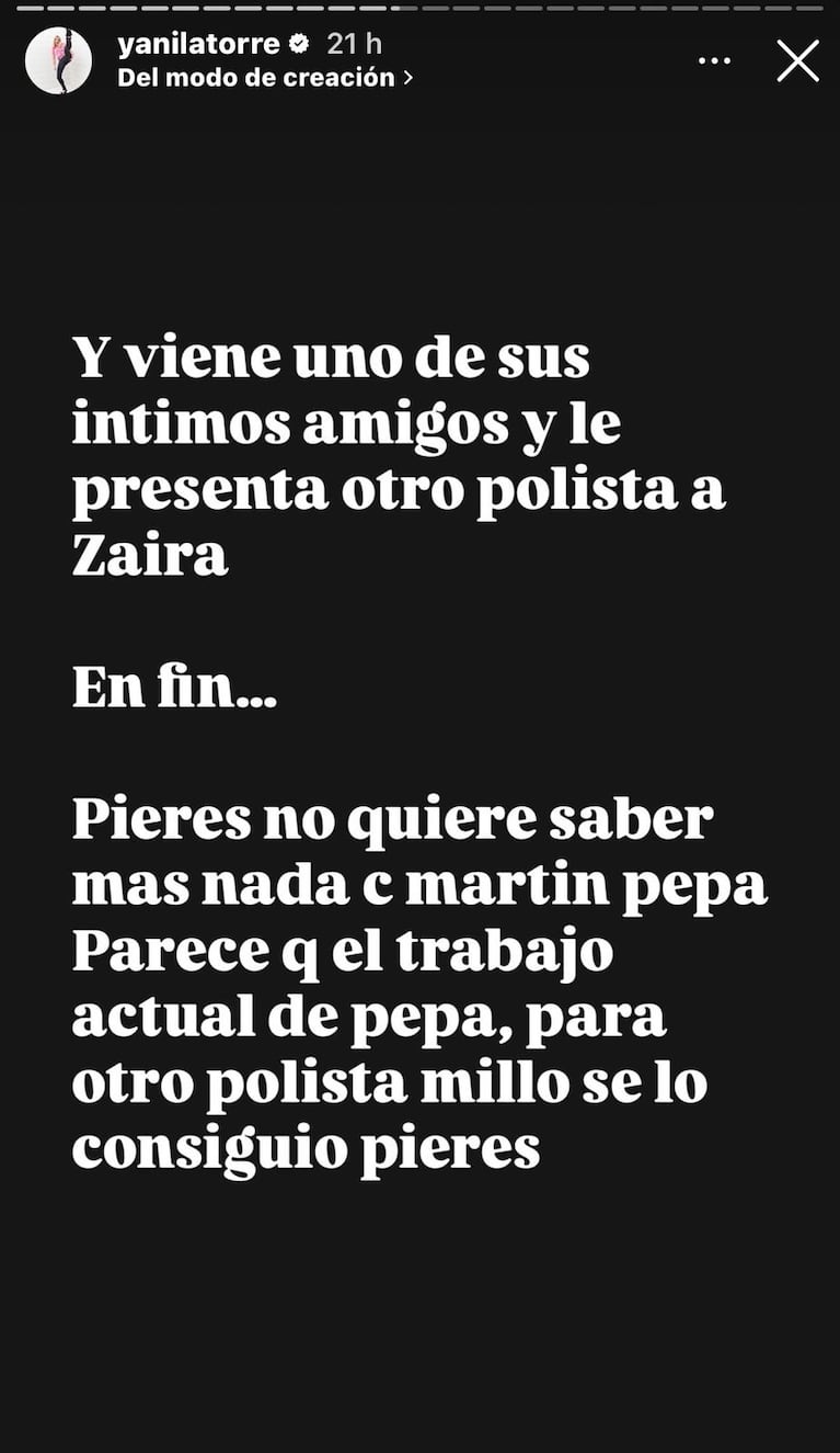 Yanina Latorre habló de la polémica de Facundo Pieres, Martín Pepa, Pampita, Zaira Nara y Robert Strom (Foto: Instagram/@yanilatorre).