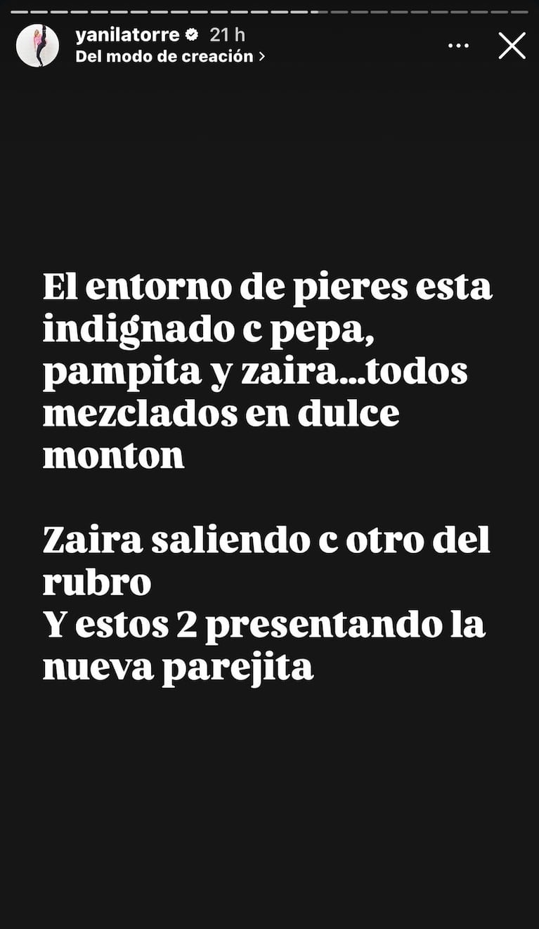 Yanina Latorre habló de la polémica de Facundo Pieres, Martín Pepa, Pampita, Zaira Nara y Robert Strom (Foto: Instagram/@yanilatorre).