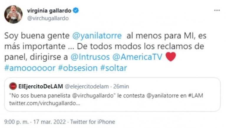 Yanina Latorre la trató de "inútil" y Virginia Gallardo le salió al cruce: "Prefiero ser eso y no una violenta y agresiva"