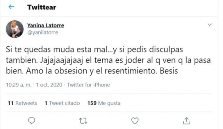 Yanina Latorre, picante tras la viralización del video emulando a Nacha Guevara temblando: "Amo la obsesión y el resentimiento"